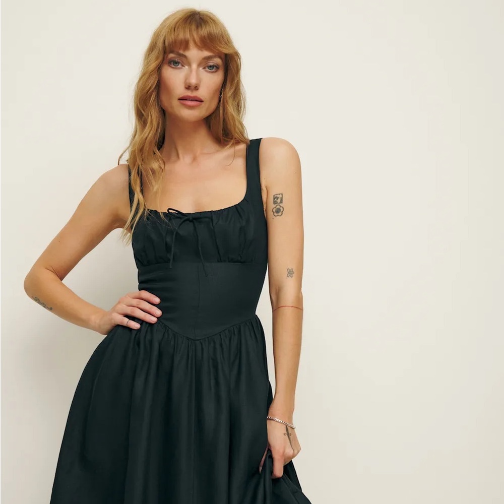Reformation Black Midi Dress